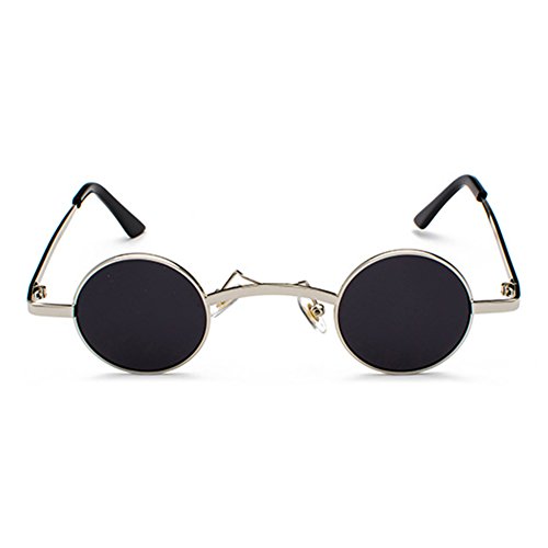 JiXuan Fashion Gothic Vampire Style Steampunk Rock Sunglasses Vintage Gafas Redondas Pequeñas