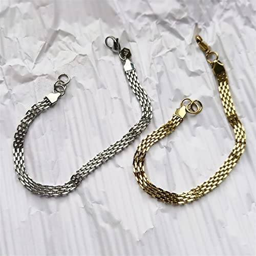 JKLJKL Pulsera de Acero Inoxidable Hombres Pulseras Gentleman Jewelry Pulsera Hombre Cuero (Metal Color : Steel Color)