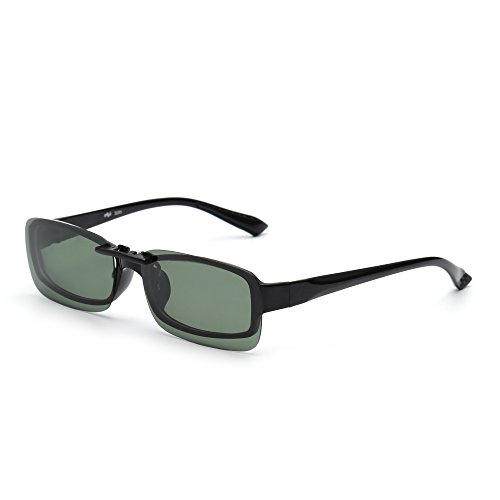 JM Sin marco Rectángulo Clip en Gafas de Sol Ligero Peso Polarizadas Anteojos Hombre Mujer(Verde Polarizado)