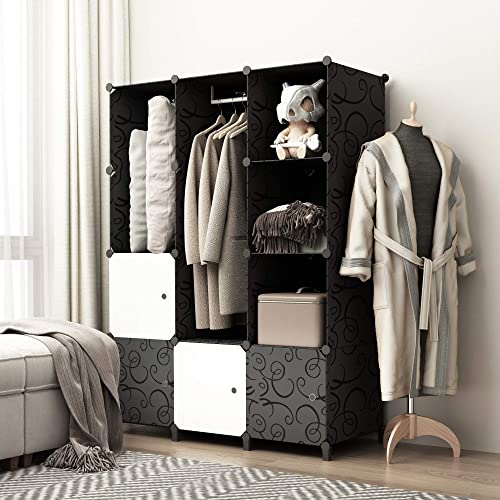 JOISCOPE Armario portátil para Colgar la Ropa, ropero Combinado, Armario Modular para Ahorrar Espacio, Ideal Organizador de Almacenamiento Cubo para Libros, Juguetes, Toallas (12-Cube)