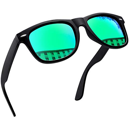 Joopin Gafas de Sol para Hombre y Mujer Polarizadas Clásicas Cuadradas UV400 Protección Gafas con Efecto Espejo Verde Retro Sunglasses Women Men Unisex Oculos de Sol Homem