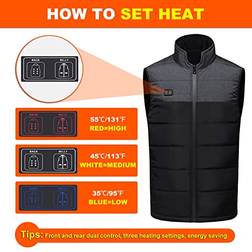 joyvio Chaleco con calefacción Chaleco Calentador de Cuerpo para Hombres/Mujeres Chaqueta con calefacción eléctrica Recargable por USB (Color : Gray, Size : L)