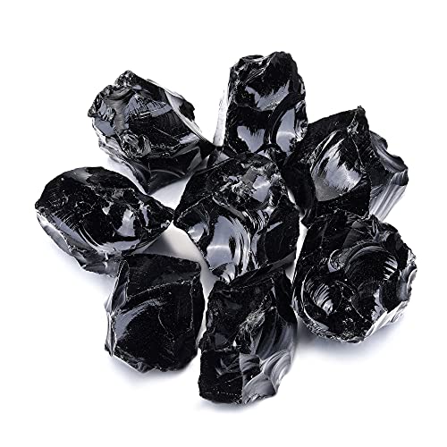 JSDDE Cristales de obsidiana negras naturales, piedras preciosas crudas, piedra de cuarzo de meteorito, para la colección de meditación de equilibrio de chakras (4-6 cm/460 g)