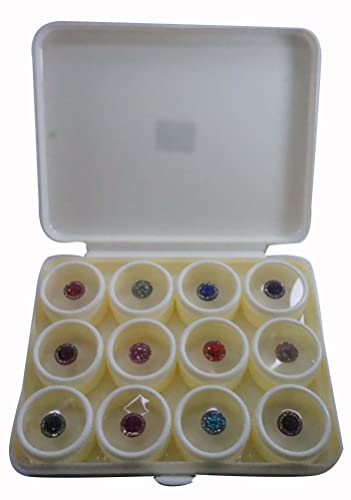 Juego de 12 cajas para cosméticos indios, diseño de piedra moderna y estilo bindi, multicolor