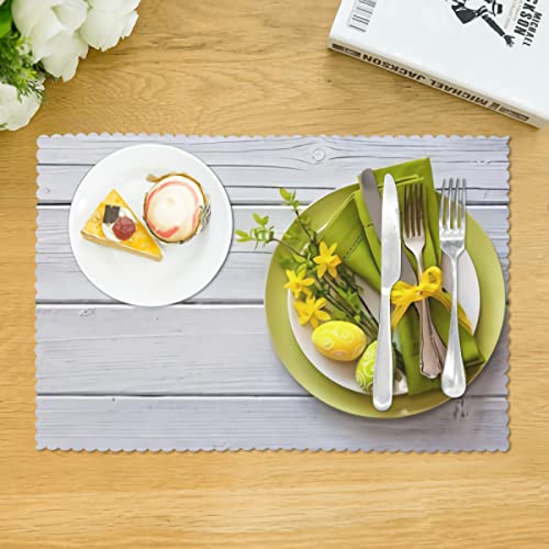 Juego de 4 manteles individuales para mesa de Pascua con narcisos y cubiertos de poliéster, tapete de mesa de 12 x 18 pulgadas, impermeable, resistente al calor, decoración de comedor