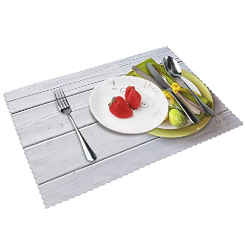 Juego de 4 manteles individuales para mesa de Pascua con narcisos y cubiertos de poliéster, tapete de mesa de 12 x 18 pulgadas, impermeable, resistente al calor, decoración de comedor