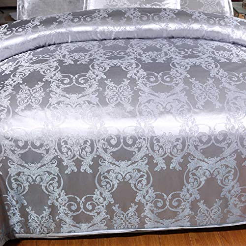 Juego de cama Jacquard Satén Europeo Retro Tótem Elegante Funda nórdica y Funda de almohada, Liso, Suave, Cómoda, Poliéster, Funda de edredón Con Cremallera (Estilo 2, 240x220 cm - Cama 150 cm)