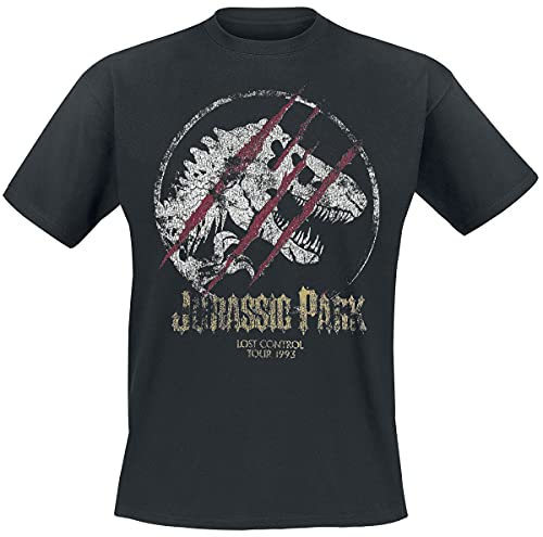 Jurassic Park Lost Control Hombre Camiseta Negro S, 100% algodón, Regular