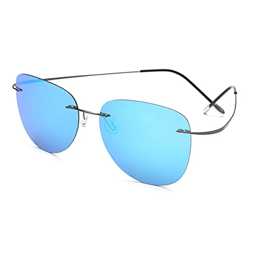 JUSTPENGHUI Gafas de Sol de Moda Gafas de Sol polarizadas de Titanio Ultra Lightless Rimless Men's Sun's Sun's Gafas Gafas de Sol de niña de niño (Lenses Color : ZP2117-C2)