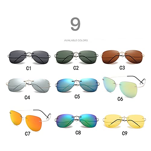 JUSTPENGHUI Gafas de Sol de Moda Gafas de Sol polarizadas de Titanio Ultra Lightless Rimless Men's Sun's Sun's Gafas Gafas de Sol de niña de niño (Lenses Color : ZP2117-C2)