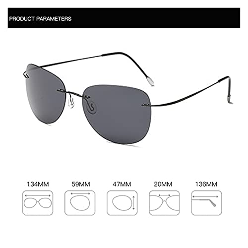 JUSTPENGHUI Gafas de Sol de Moda Gafas de Sol polarizadas de Titanio Ultra Lightless Rimless Men's Sun's Sun's Gafas Gafas de Sol de niña de niño (Lenses Color : ZP2117-C2)