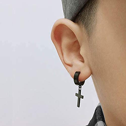 JZZJ 8 Pack Mujer Niña Hombre Aro Pequeño Pendientes in Plata Antialergicos Acero Inoxidable Piercing Negro-Tone Plata-（Negro）