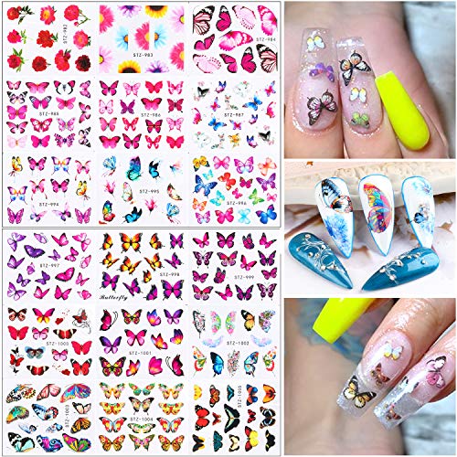 Kalolary 30 Hojas Pegatinas al Agua para Uñas Decorativas Pegatinas Uñas Transferencia Agua Nail Art Stickers Calcomanías Uñas Etiquetas Engomadas para DIY Decoración Arte de Uñas