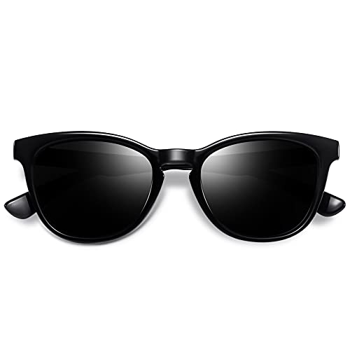 KANASTAL Gafas de Sol Mujer Polarizadas Oscuro Clásicas Vintage Retro Summer con Protección UV400 de Moda Señora Para Conducir Viajes Playas Black Sunglasses Women (Negras Brillante)