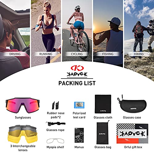 KAPVOE Gafas de Ciclismo Polarizadas con 4 Lentes Intercambiables TR90 Gafas de Sol Deportivas Mujeres Hombres Running MTB Bicicleta Accesorios 01