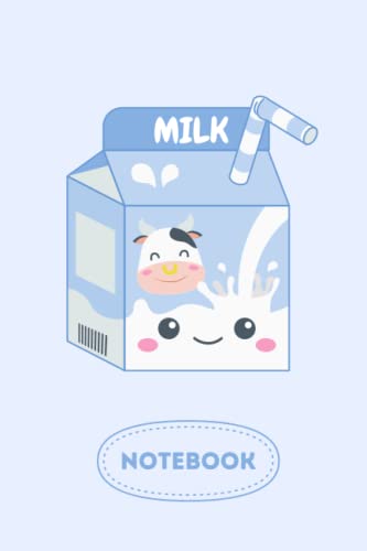 Kawaii Milk Journal: Cute Blue Journal | Cow Milk Carton Journal Notebook