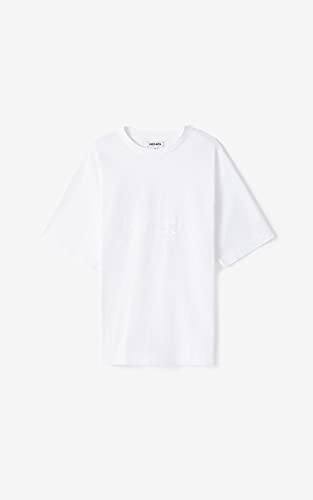 Kenzo Camiseta para hombre Tiger Flock Loose con bordado de tigre blanco 100% algodón (corte recto - talla grande) Blanco M