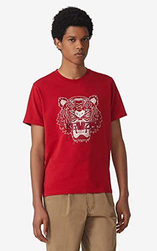 Kenzo Camiseta Tiger para hombre, color rojo, tigre, blanco, talla ajustada, talla 36