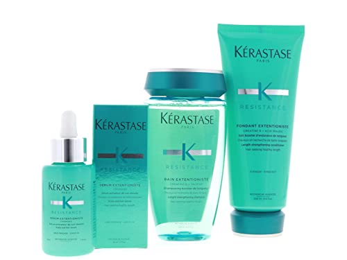 Kerastase Resistance Bain Extentioniste 8.5 oz, extentioniste de fondant 6.8 oz & Serum Extentioniste 1.7 oz