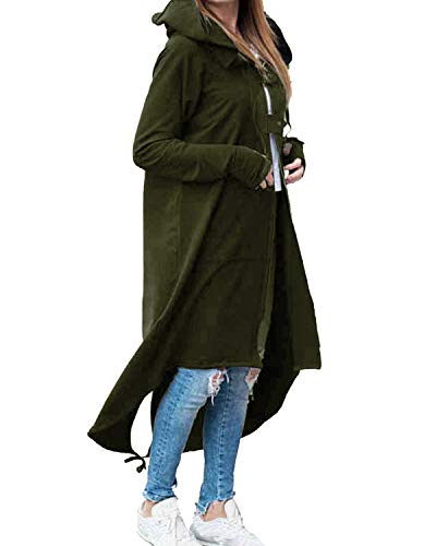 Kidsform Sudadera con Capucha para Mujer Sudadera con Capucha de Otoño Sudadera con Bolsillo Hoodie I-Verde del ejército S