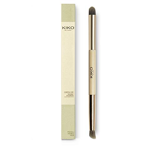 KIKO Milano Green Me Double Eye Brush | Pincel de ojos de doble punta para sombras y delineadores de ojos