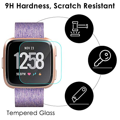 KIMILAR [4 Pack Pantalla Compatible con Fitbit Versa/Versa Lite Protector de Pantalla, (No para Versa 2) 9H Dureza Cristal Templado Películas Protectoras para Versa - [Anti-rasguño]