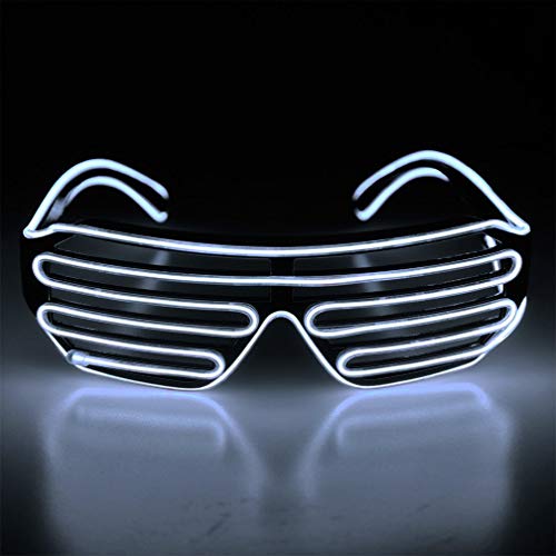 KingCorey Light Up Flashing Shutter Gafas de neón Rave Gafas de Sol El Wire LED Gafas de Sol activadas por Voz Disfraces de DJ para los 80, EDM, Fiesta (Rojo)