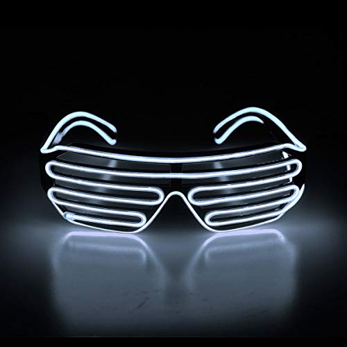 KingCorey Light Up Flashing Shutter Gafas de neón Rave Gafas de Sol El Wire LED Gafas de Sol activadas por Voz Disfraces de DJ para los 80, EDM, Fiesta (Rojo)