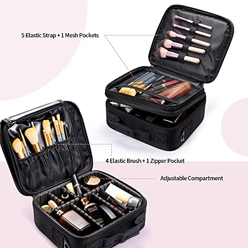 Kit de Maquillaje Neceser Make Up Bolso de Cosméticos Portable Organizador Maletín para Maquillaje Maleta de Makeup Profesional con Cinturón de Hombro(Doble Capa)