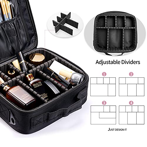 Kit de Maquillaje Neceser Make Up Bolso de Cosméticos Portable Organizador Maletín para Maquillaje Maleta de Makeup Profesional con Cinturón de Hombro(Doble Capa)