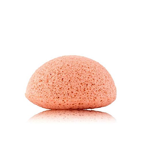 Konjac Kirei Paris - Esponja konjac limpiador facial exfoliante,para el cuidado facial de maquillaje, punto negro, 100% natural, para hombre y mujer, marca francesa (Arcilla rosa francesa)