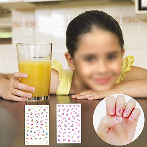 Konsait 500+ Unicornio Nail Art Stickers uñas pegatinas 3D uñas calcomanías autoadherentes para niños niñas Regalo Unicornio Fiesta de Navidad cumpleaños uñas decoración