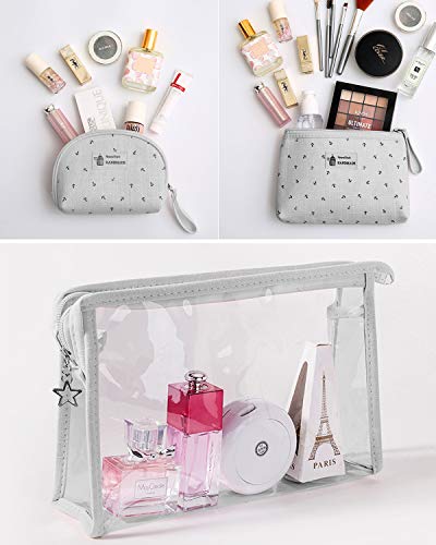 KSIBNW 3 en 1 Neceser Mujer,Neceser Transparente Bolsa de Aseo Neceser Maquillaje Pequeño Portátil Impermeable Neceser de Viaje de Transporte Organizador de Cosmético,Regalo Mujer Niña Rosado