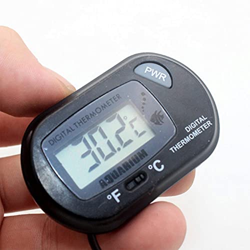 Ksruee Termómetro de Acuario Digital LCD, Fahrenheit/Celsius (℉ / ℃) Tanque de Pescado Terrario Temperatura con Ventosa, termómetro de Agua para Peces y Reptiles como Lagarto y Tortuga