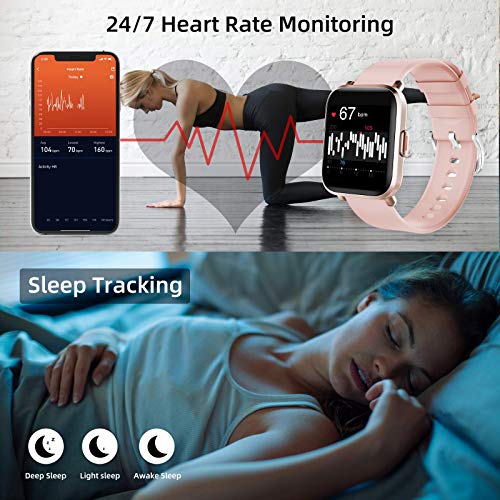 KUNGIX Smartwatch, Reloj Inteligente Mujer Hombre Niños 18 Modos Deportivos, Fitness Tracker Ultrafinos con Monitor de Sueño Caloría Pulsómetros, Pulsera Actividad Impermeable IP68 para Android iOS