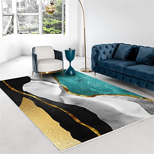 Kunsen Comedor Modernos alfombras Dormitorio geométrico Dorado Abstracto Verde Claro Minimalista Moderno de Lujo alfombras para Salon Black Decoracion Gaming alfombras para Cocina chimeneas de Decora