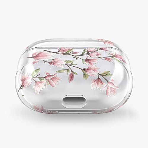 kwmobile Funda Auriculares Compatible con Apple AirPods 3 - Estuche Protector Duro de 2 Piezas - Magnolias Rosa Claro/Blanco/Transparente