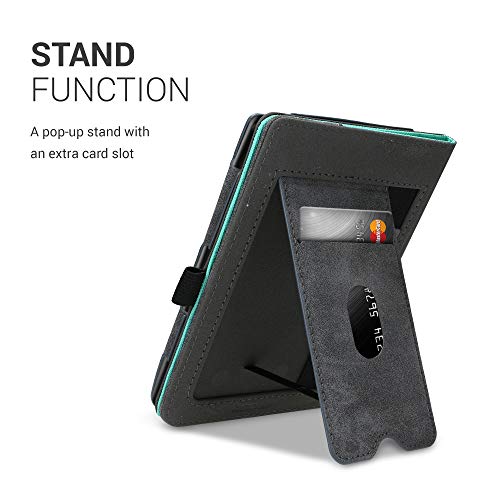 kwmobile Funda Compatible con Pocketbook Touch Lux 4/Lux 5/Touch HD 3/Color (2020) - con Agarre elástico y Soporte de Apoyo - en Menta/Gris Oscuro