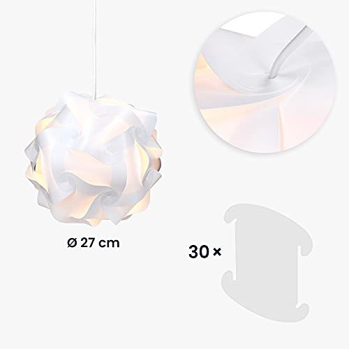 kwmobile Lámpara puzzle DIY 30 piezas - Lámpara de techo blanca con 15 diseños diferentes - Iluminación y decoración - Diámetro 27 CM tamaño M