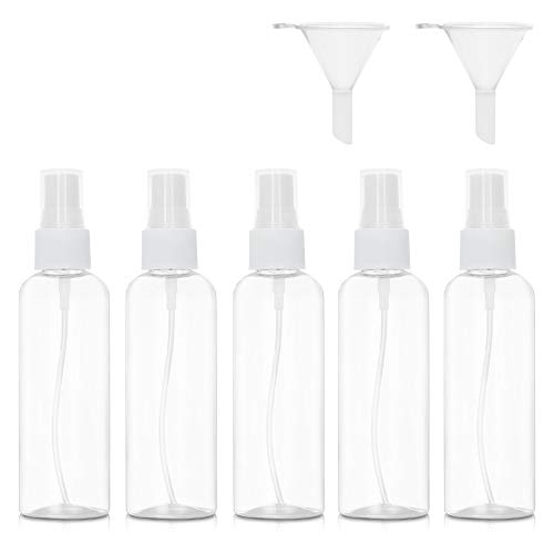 kwmobile Set de 5 Atomizadores de Perfume de 100ML - Botella para Perfume Recargable - Botellas de Viaje con Spray - en Transparente/Blanco