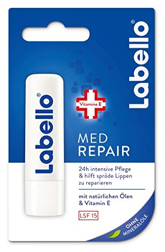 Labello Med Repair 4.8 gr, bálsamo labial con protector solar, SPF 15 y vitamina E