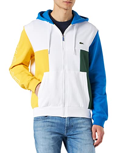 Lacoste SH1215, Sudadera Hombre, Blanco (Blanc/Genet-Royale-Vert), 3XL