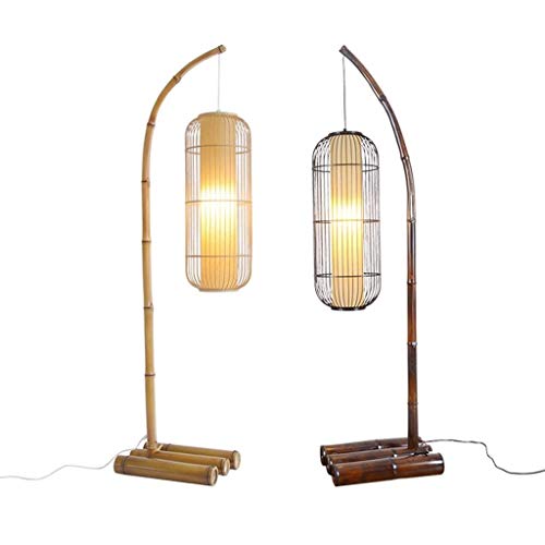 Lámpara de pie Lámparas de piso verticales de la luz colgante de la lantidez de la linterna de pie chino moderno,LED Arco con base de bambú for iluminación de sala de estar, H150CM / 60 pulgadas Post