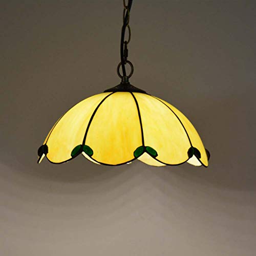 Lámparas del estilo de Tiffany, 12 pulgadas de luz pendiente ajustable, Stained Glass tono amarillo de techo LED Lámparas Los accesorios para sala de estar Comedor Dormitorio