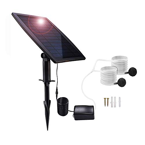 Lancoon Kit De Bomba De Aire con Energía Solar, Panel Solar De 2.5W, Bomba De Aire, Mangueras De Aire Y Piedras De Ventilación para Piscina De Estanque De Peces De Jardín Estanque De Pesca