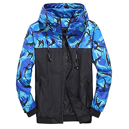 LAOSU Chaqueta con capucha para hombre con cremallera ligera y camuflaje, diseño de camuflaje, para hombre, moderno, con bolsillo con cremallera y manga larga, 02-azul, XXL