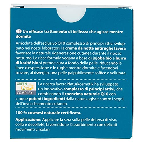 Lavera Basis Sensitiv Crema de Noche Antiarrugas Q10 - Con coenzima Q10 natural - Jojoba & Manteca de karité bio - vegano - biológico - cosméticos naturales 100% certificados - 50 ml