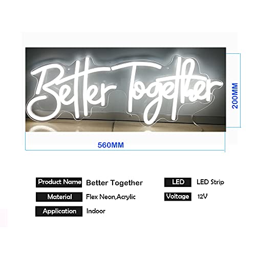 LED Letters Light 56 ​​x 20 cm Better Together Letrero de Neón Base con Forma de Recorte Transparente para Luces de Pared de Fiesta de Cumpleaños de Bodas (Better Together)