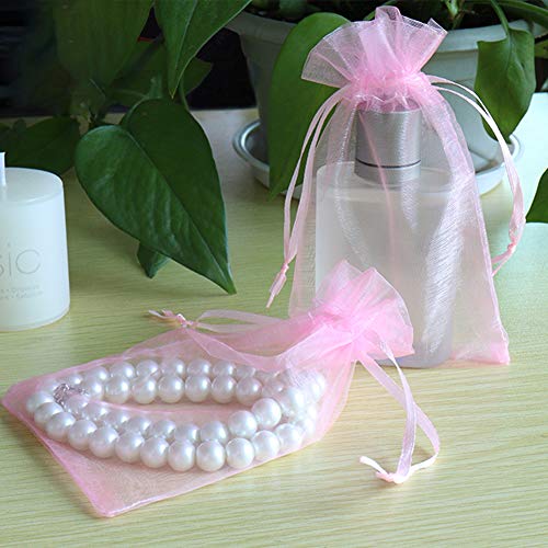 Leeyunbee 100PCS 10x15cm Bolsa de Organza Coloridas, Bolsitas de Organza, Bolsas para Envoltura de Joyas, Bolsas de Organza de Regalo con Cordón para Boda Favores Joyas y Dulces