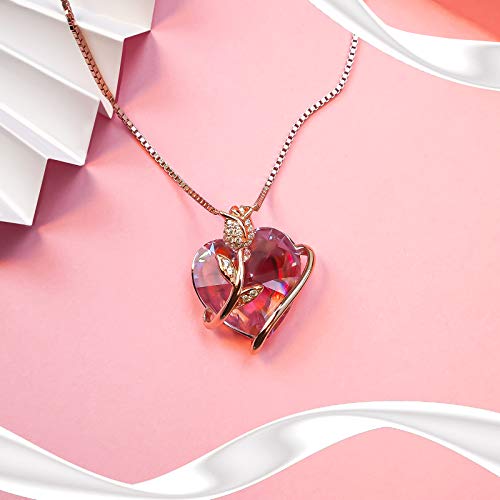 LEKANI Collares Mujer Colgante Corazon ''Eterna Amor'' con Cristal de Austriacos, Joyas Mujer Plata San Valentin Regalos Originales para Mujer Madre Mamá Abuela Amigas Parejas